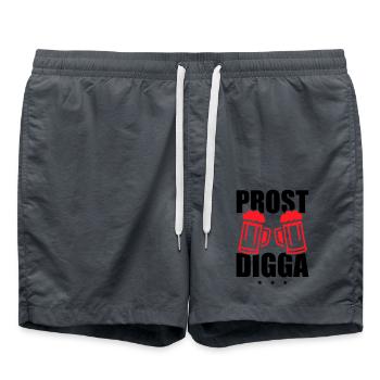 Prost Digga Bier - Badeshorts - Anthrazit - Vorne - AI Model Male 185 light (185cm)