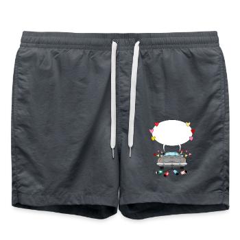 Wedding Car with Speech Bubble in Gray - Swim Trunks - anthracite - Front - AI Model Male 185 light (185cm)