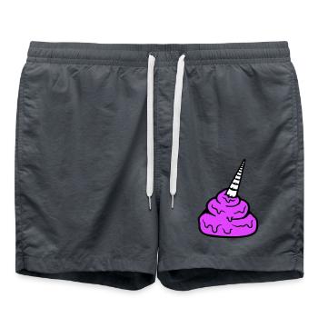 Pferd Einhorn Horn Kacke Scheiße Lustig Kot Haufen - Badeshorts - Anthrazit - Vorne - AI Model Male 185 light (185cm)