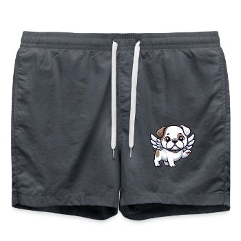 Mignon American Bulldog Angel dans Cartoon Sti - Short de bain - charbon - Devant - AI Model Male 185 light (185cm)