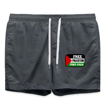 Free palestine - Short de bain - charbon - Devant - AI Model Male 185 light (185cm)