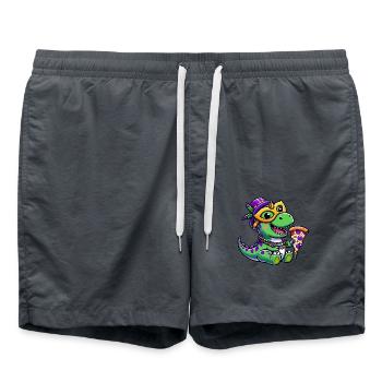 Mardi Gras T-Rex, Dinosaure Carnaval, Coloré - Short de bain - charbon - Devant - AI Model Male 185 light (185cm)