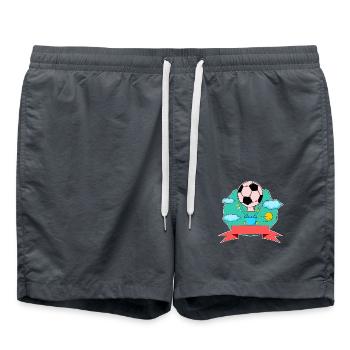Fußball Heißluftballon Namensschild grün - Badeshorts - Anthrazit - Vorne - AI Model Male 185 light (185cm)