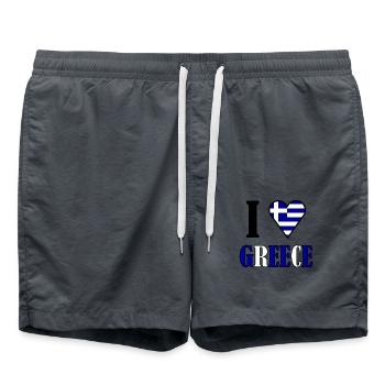 J'aime la Grèce | J'aime la Grèce dit coeur - Short de bain - charbon - Devant - AI Model Male 185 light (185cm)