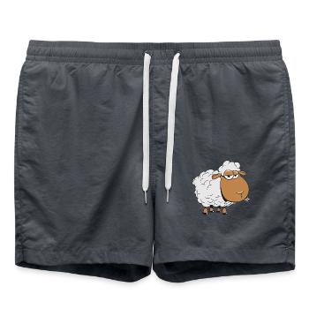Moutons paissant manger stupide herbe troupeau doux doux wol - Short de bain - charbon - Devant - AI Model Male 185 light (185cm)
