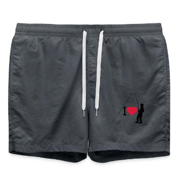 J'aime le coeur de pêche pêcheur amour silhouette sport c - Short de bain - charbon - Devant - AI Model Male 185 light (185cm)