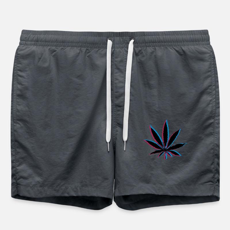3D effect weed - Swim Trunks - anthracite