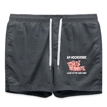 Am Wochenende lasse ich die Sau raus - Badeshorts - Anthrazit - Vorne - AI Model Male 185 light (185cm)