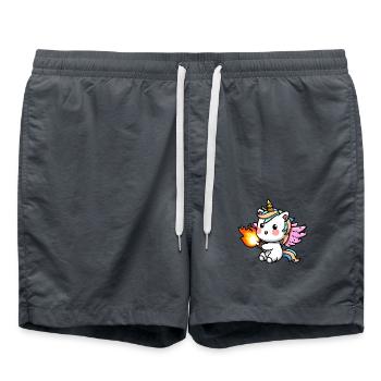00223 süßes Einhorn mit Flügel spielt mit Feuer - Badeshorts - Anthrazit - Vorne - AI Model Male 185 light (185cm)