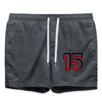 15. 15 YEARS. 15th ANNIVERSARY. BIRTHDAY 15 YEARS. - Swim Trunks - anthracite - Front - AI Model Male 185 light (185cm)