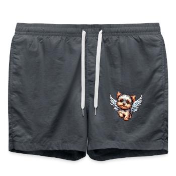 Yorkshire Terrier mignon comme ange avec des ailes - Short de bain - charbon - Devant - AI Model Male 185 light (185cm)
