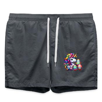 Easter Unicorn & Colorful Eggs - Swim Trunks - anthracite - Front - AI Model Male 185 light (185cm)