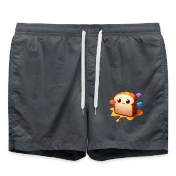 Bread Toast Sandwich Cute Face Baker - Swim Trunks - anthracite - Front - AI Model Male 185 light (185cm)
