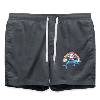 Dolphin Santa Claus Rainbow - Swim Trunks - anthracite - Front - AI Model Male 185 light (185cm)