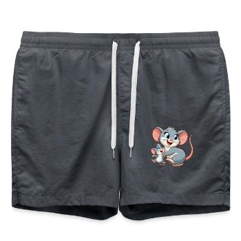 Mouse mother with child frolicking - Swim Trunks - anthracite - Front - AI Model Male 185 light (185cm)