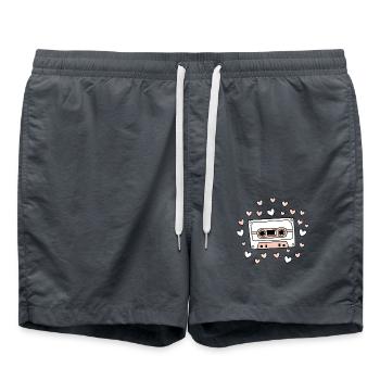 Kassette Liebe Liebhaber Musik 70s Retro Pink Lieb - Badeshorts - Anthrazit - Vorne - AI Model Male 185 light (185cm)