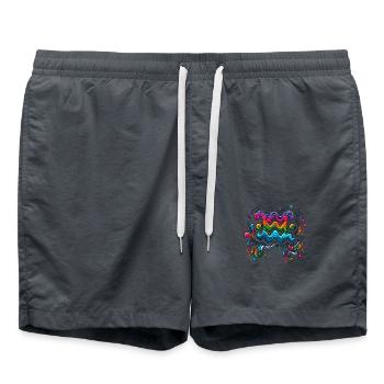 color Zodiac: Aquarius - Swim Trunks - anthracite - Front - AI Model Male 185 light (185cm)