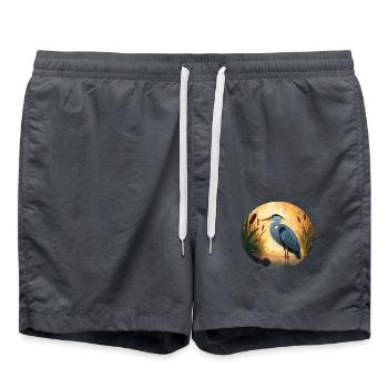 Héron bleu par rétroéclairage - Short de bain - charbon - Devant - AI Model Male 185 light (185cm)