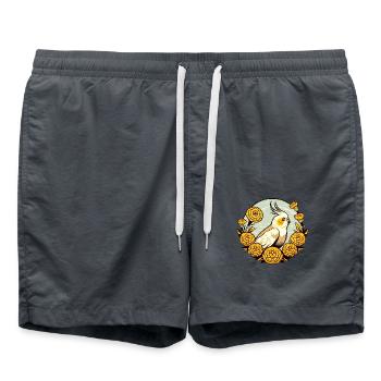 Calopsitte Vintage avec des fleurs de souci - Short de bain - charbon - Devant - AI Model Male 185 light (185cm)
