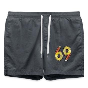 69 Number Symbol - Swim Trunks - anthracite - Front - AI Model Male 185 light (185cm)
