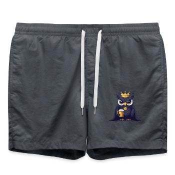Eule Bier Lustig - Badeshorts - Anthrazit - Vorne - AI Model Male 185 light (185cm)