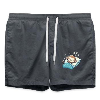Monkey Sleeping In Bed At Night Time - Badeshorts - Anthrazit - Vorne - AI Model Male 185 light (185cm)