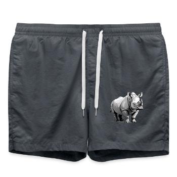 Nashorn Rhino - Animal Sticker - Swim Trunks - anthracite - Front - AI Model Male 185 light (185cm)
