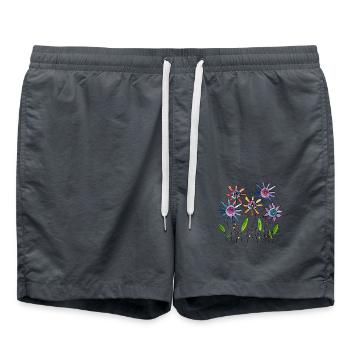 Blumen - Badeshorts - Anthrazit - Vorne - AI Model Male 185 light (185cm)