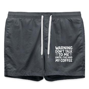 Warning Don't Talk To Me Until I've Had My Coffee - Badeshorts - Anthrazit - Vorne - AI Model Male 185 light (185cm)