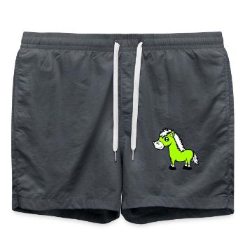 Pferd steht Reiter Cartoon reiten süß Comic Cool - Badeshorts - Anthrazit - Vorne - AI Model Male 185 light (185cm)