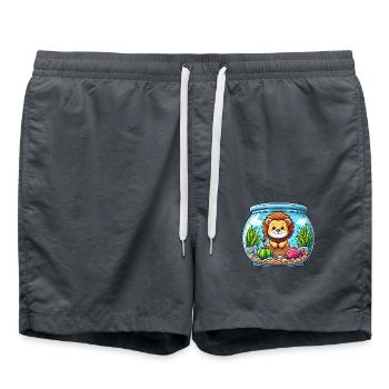 Lion in the Aquarium: Underwater Fish - Swim Trunks - anthracite - Front - AI Model Male 185 light (185cm)