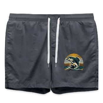 Barsch-Fisch - Badeshorts - Anthrazit - Vorne - AI Model Male 185 light (185cm)