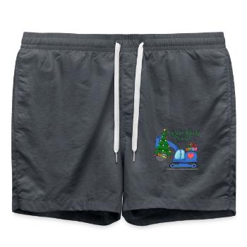 Koparka Wesołych Świąt w kolorze niebieskim - Badeshorts - Anthrazit - Vorne - AI Model Male 185 light (185cm)