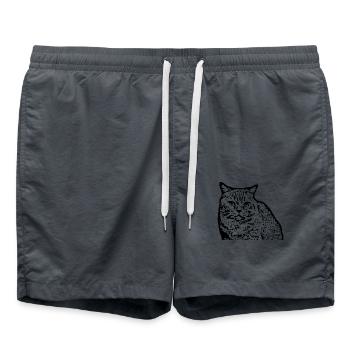 british shorthair cat black cat kitten - Swim Trunks - anthracite - Front - AI Model Male 185 light (185cm)