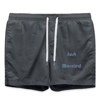 JUST MARRIED. EVJF. LOVE. SAINT VALENTIN. COUPLE. - Short de bain - charbon - Devant - AI Model Male 185 light (185cm)