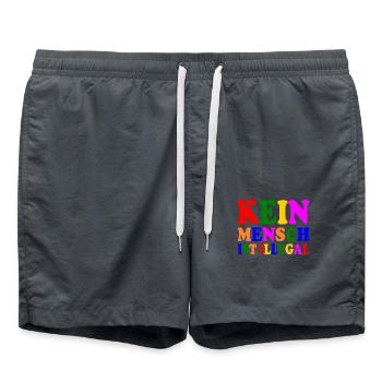Kein mensch ist illegal - Badeshorts - Anthrazit - Vorne - AI Model Male 185 light (185cm)