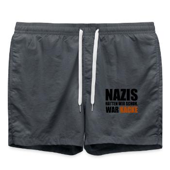 nazis hatten wir schon war kacke - Badeshorts - Anthrazit - Vorne - AI Model Male 185 light (185cm)