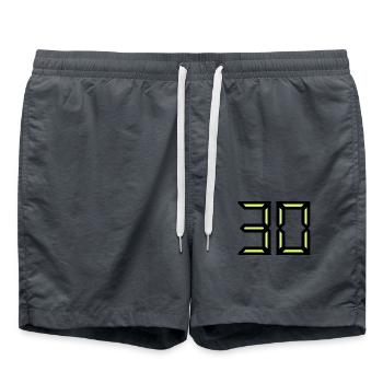 30. 30 YEARS. 30TH ANNIVERSARY. BIRTHDAY 30 YEARS. - Swim Trunks - anthracite - Front - AI Model Male 185 light (185cm)