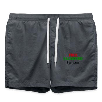 Free palestine فلسطين حرة - Short de bain - charbon - Devant - AI Model Male 185 light (185cm)