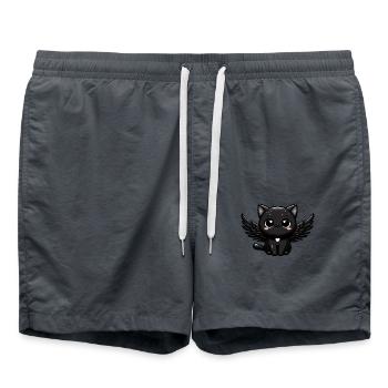 Ange Gothique Chat Mignon Noir Ailes Sombres - Short de bain - charbon - Devant - AI Model Male 185 light (185cm)