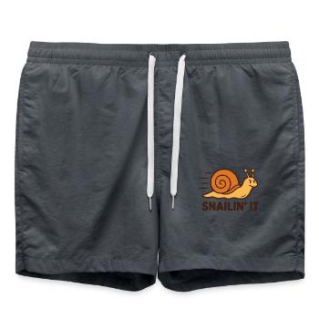 Snailin’ It – Determined and Fast - Swim Trunks - anthracite - Front - AI Model Male 185 light (185cm)
