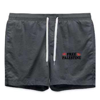 Free palestine - Short de bain - charbon - Devant - AI Model Male 185 light (185cm)