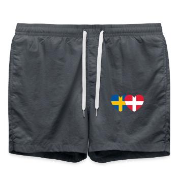 Sweden Denmark Flag Heart - Swim Trunks - anthracite - Front - AI Model Male 185 light (185cm)