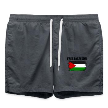 Free palestine - Short de bain - charbon - Devant - AI Model Male 185 light (185cm)