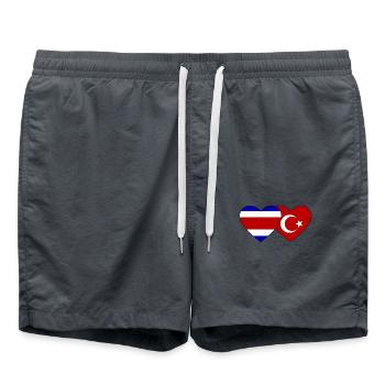 Costa Rica Türkei Flagge Herz - Badeshorts - Anthrazit - Vorne - AI Model Male 185 light (185cm)