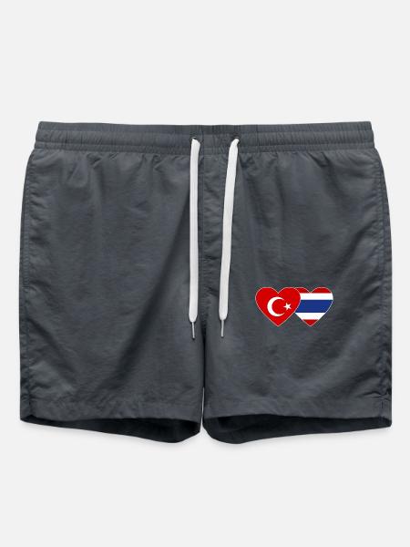 Turkey Thailand Flag Heart - Swim Trunks - anthracite
