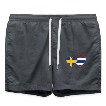 Coeur de drapeau Suède Thaïlande - Short de bain - charbon - Devant - AI Model Male 185 light (185cm)