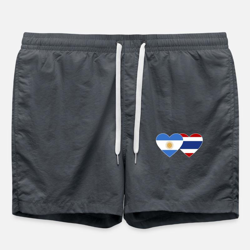 Argentine Thaïlande Drapeau Coeur - Short de bain - charbon