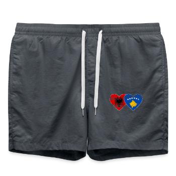 Albanie Kosovo drapeau coeur utilisé - Short de bain - charbon - Devant - AI Model Male 185 light (185cm)