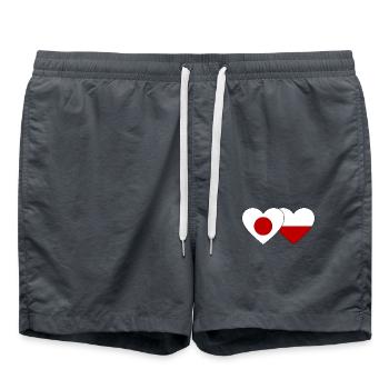 Japon Pologne Drapeau Coeur - Short de bain - charbon - Devant - AI Model Male 185 light (185cm)
